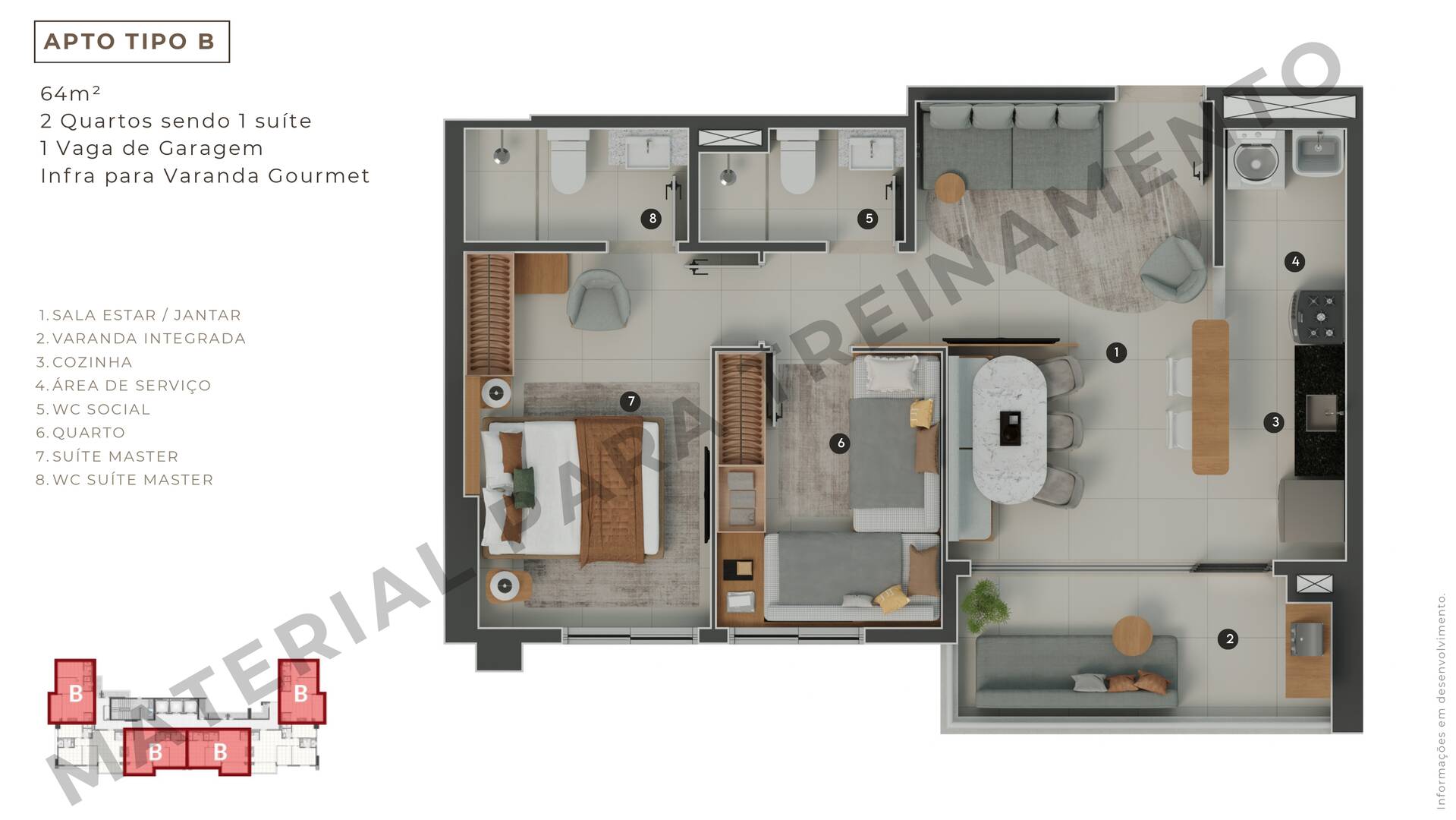 Apartamento à venda com 2 quartos, 64m² - Foto 9